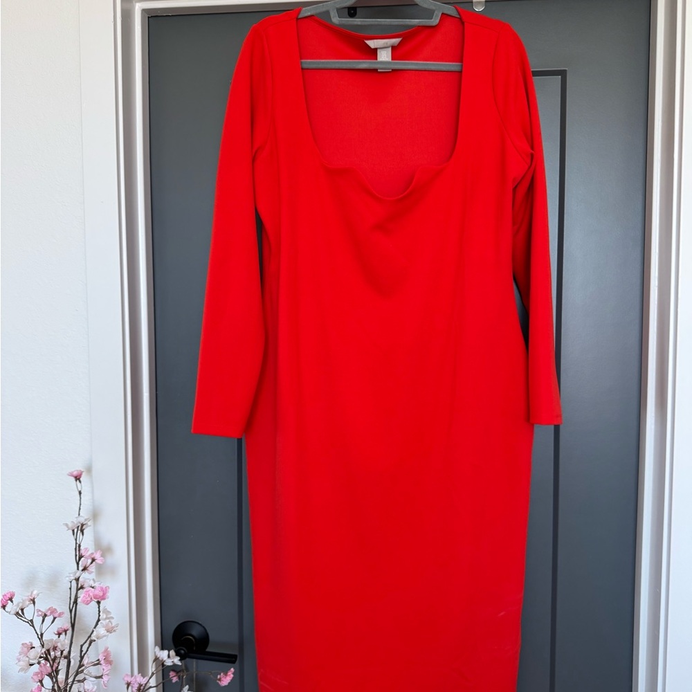 H&M Vibrant Red Long Sleeve Dress